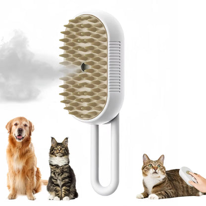 Escova a Vapor 3 Em 1 Para Cães E Gatos – Remove Pelos E Massageia