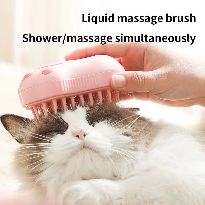 Escova a Vapor 3 Em 1 Para Cães E Gatos – Remove Pelos E Massageia