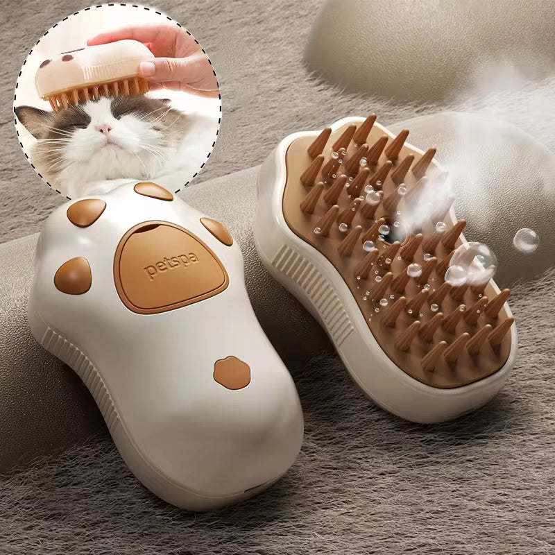 Escova a Vapor 3 Em 1 Para Cães E Gatos – Remove Pelos E Massageia